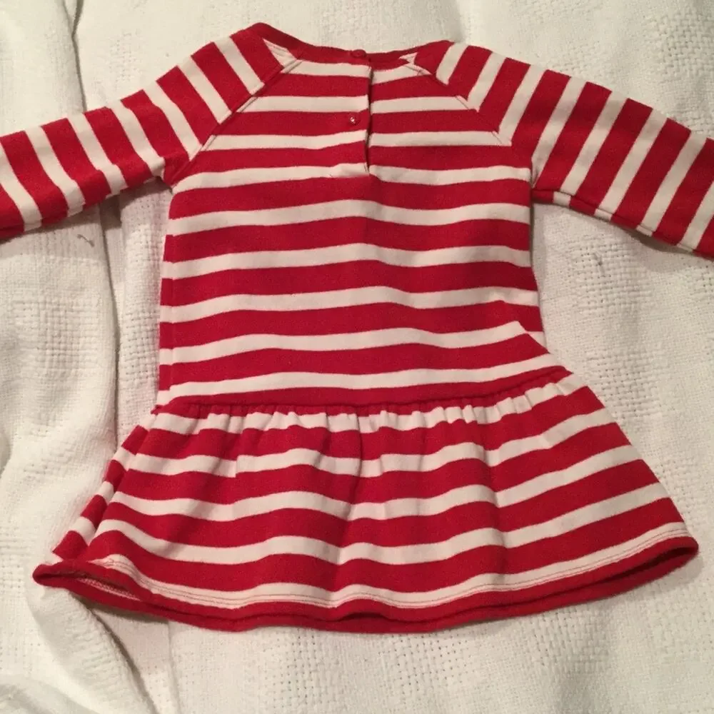 Christmas 12-18 Red white dress bow front wornonce